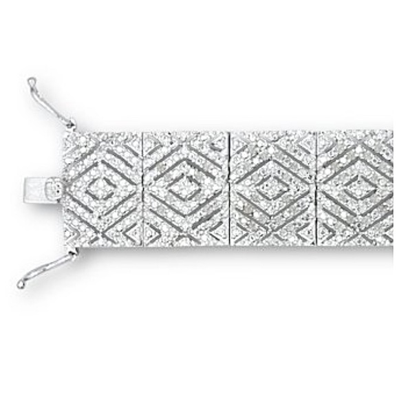 2 CTW DIAMOND BRACELET PLATINUM PLATED 3 security clasps! MSRP $998 - Picture 4 of 5